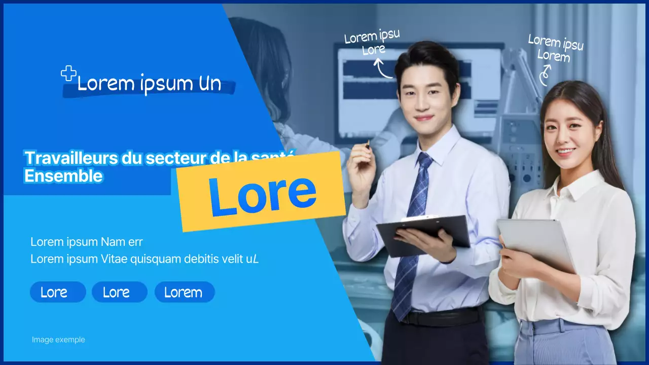 Miniature YouTube d'une interview d'un travailleur de la santé avec un thème bleu épuré