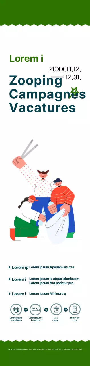 Een eenvoudige en schattige campagne in illustratiestijl in marineblauw en groen.