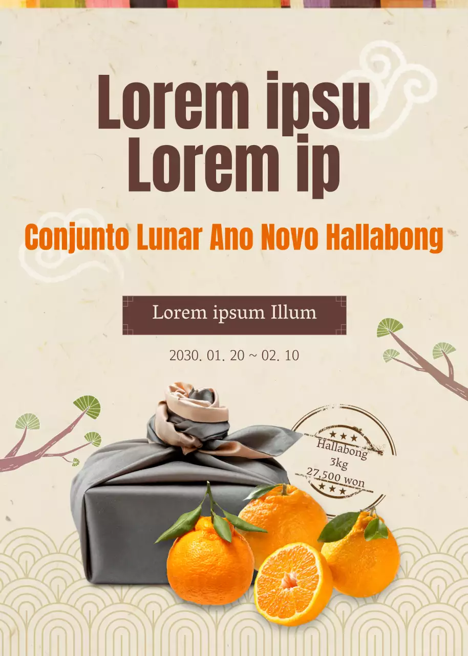 Conjuntos de Ano Novo Lunar Hallabong com temática tradicional laranja e bege à vendaPOP UP