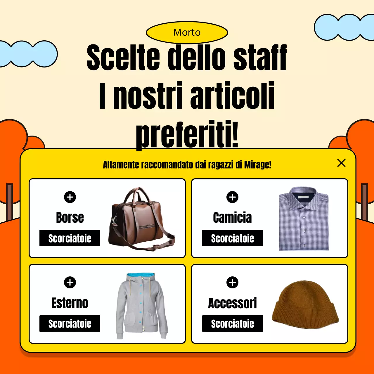Promuovere un evento autunnale in un semplice centro commerciale in arancione e giallo