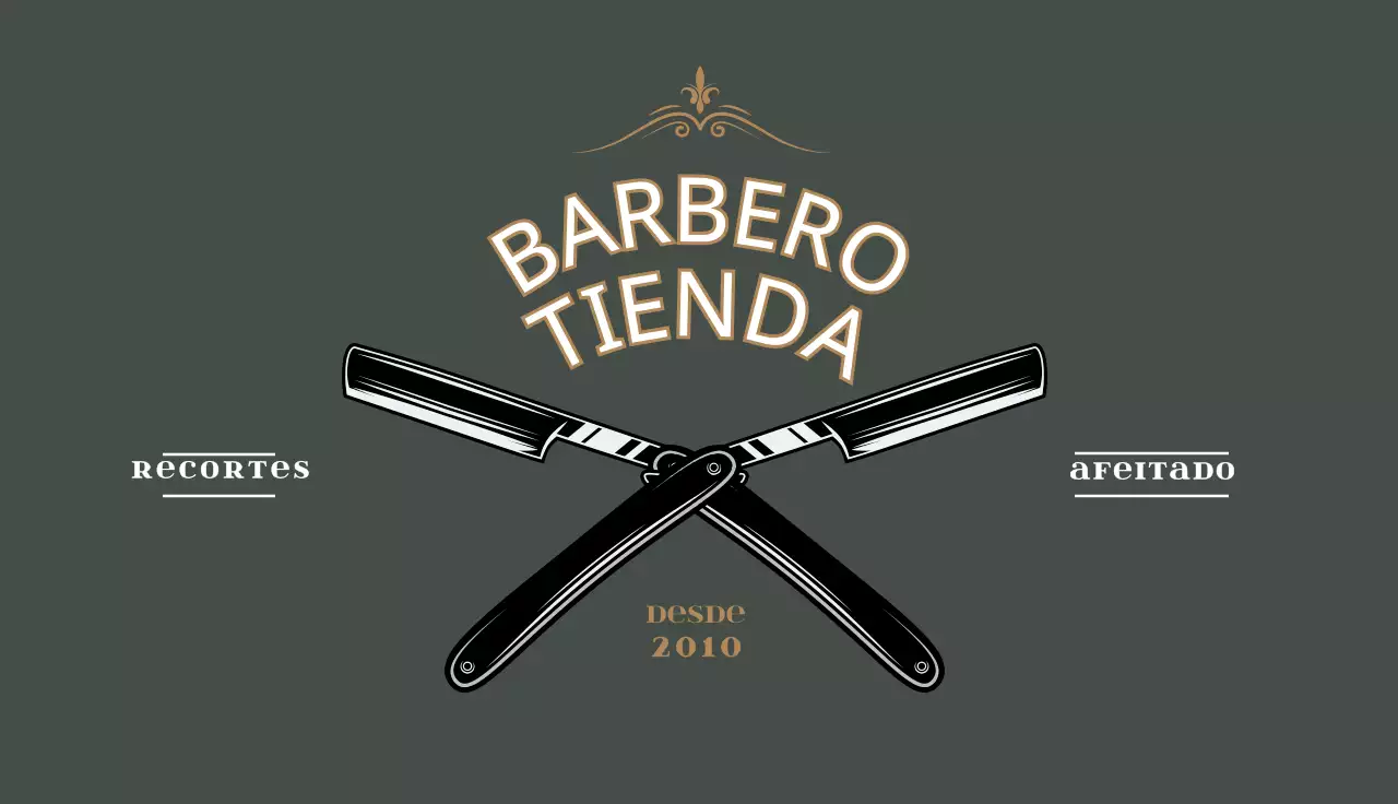 Tarjeta de visita de barbería vintage verde