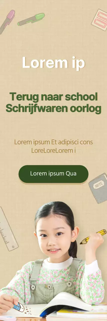 Groen en bruin back-to-school briefpapier uitverkoop