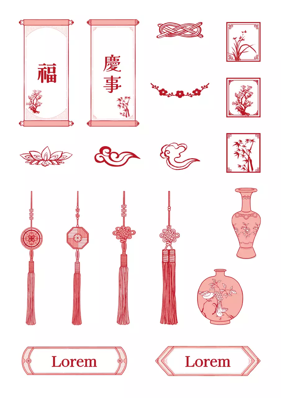 Illustration traditionnelle coréenne en vert et blanc