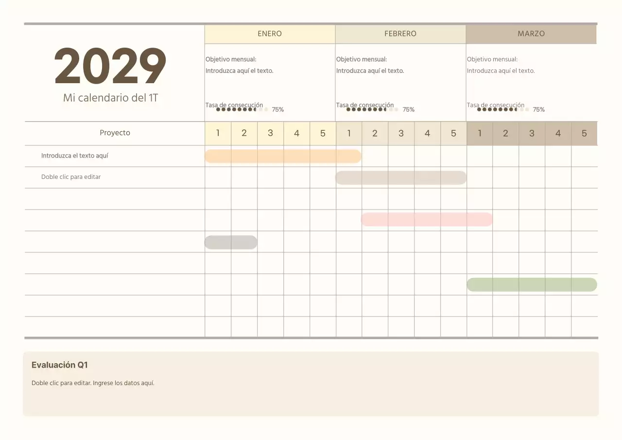 Calendario trimestral amarillo de concepto limpio