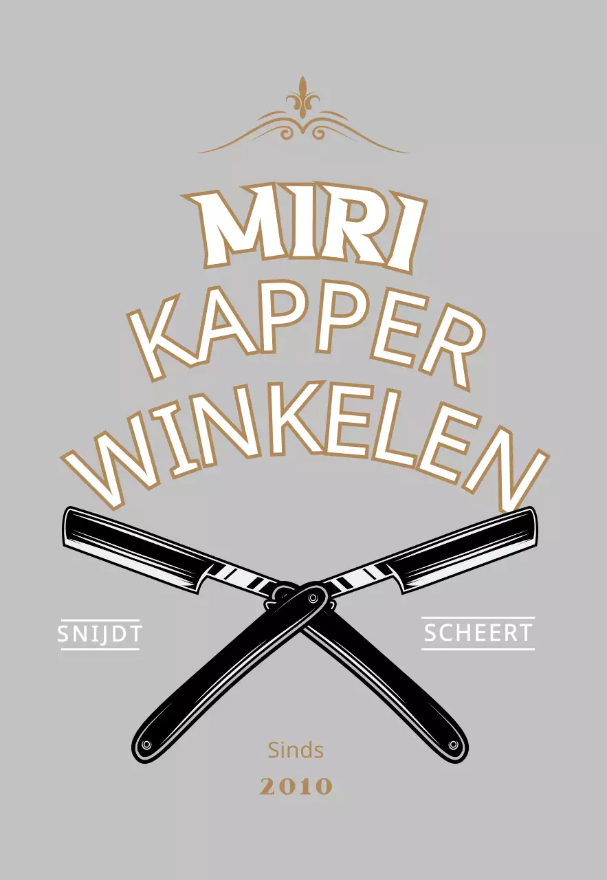 Vintage kapperszaak uithangbord in grijs