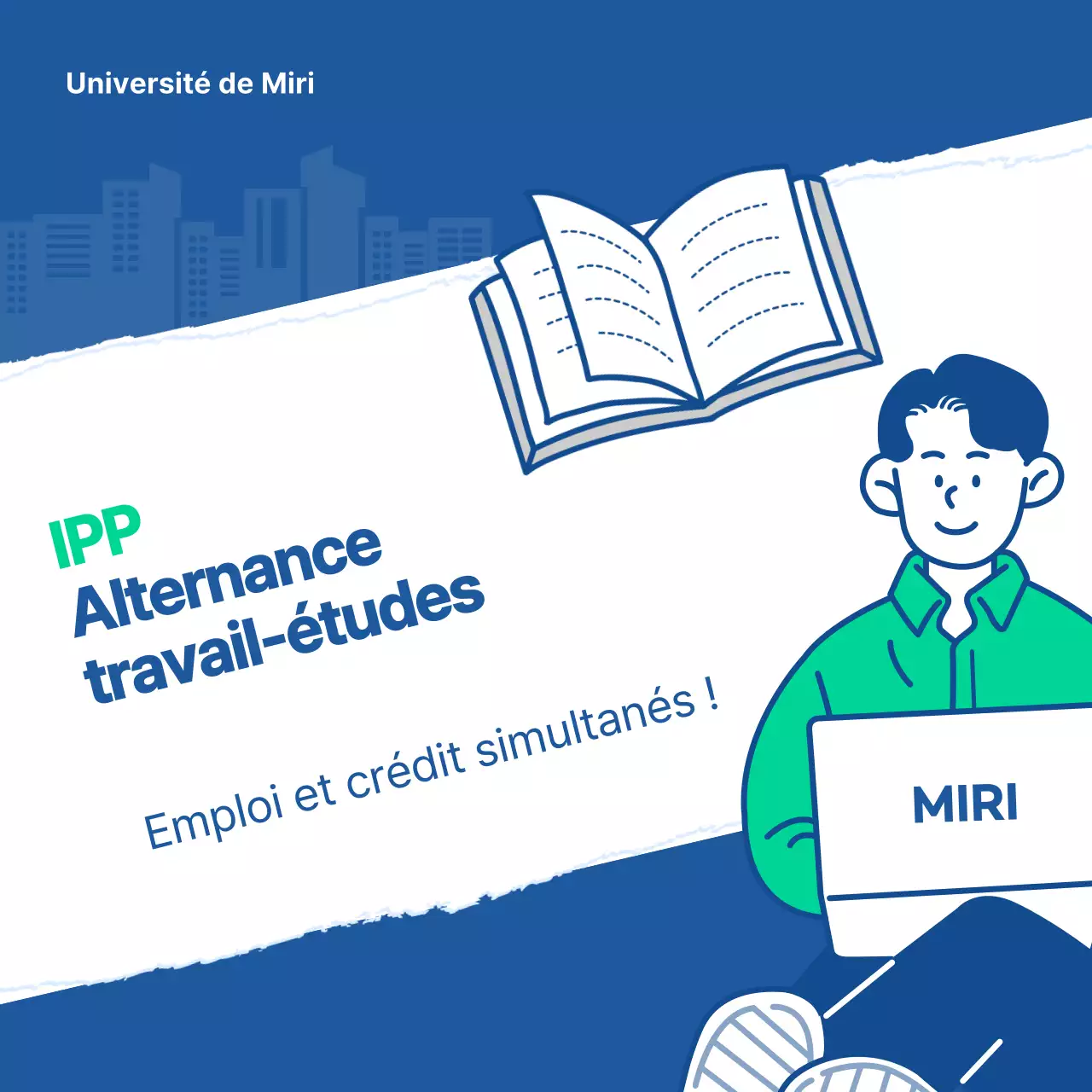 Le parcours universitaire bleu et menthe