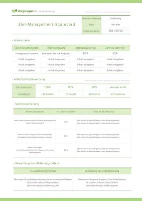 Corporate Goal Scorecard in Chartreuse