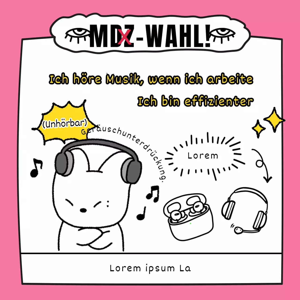 Niedliche handgezeichnete Gen MZ Parodie Merchandise Promotion auf einem rosa Hintergrund