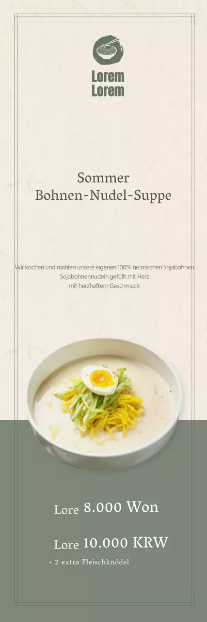 Sommermenü-Banner in beruhigenden Farben