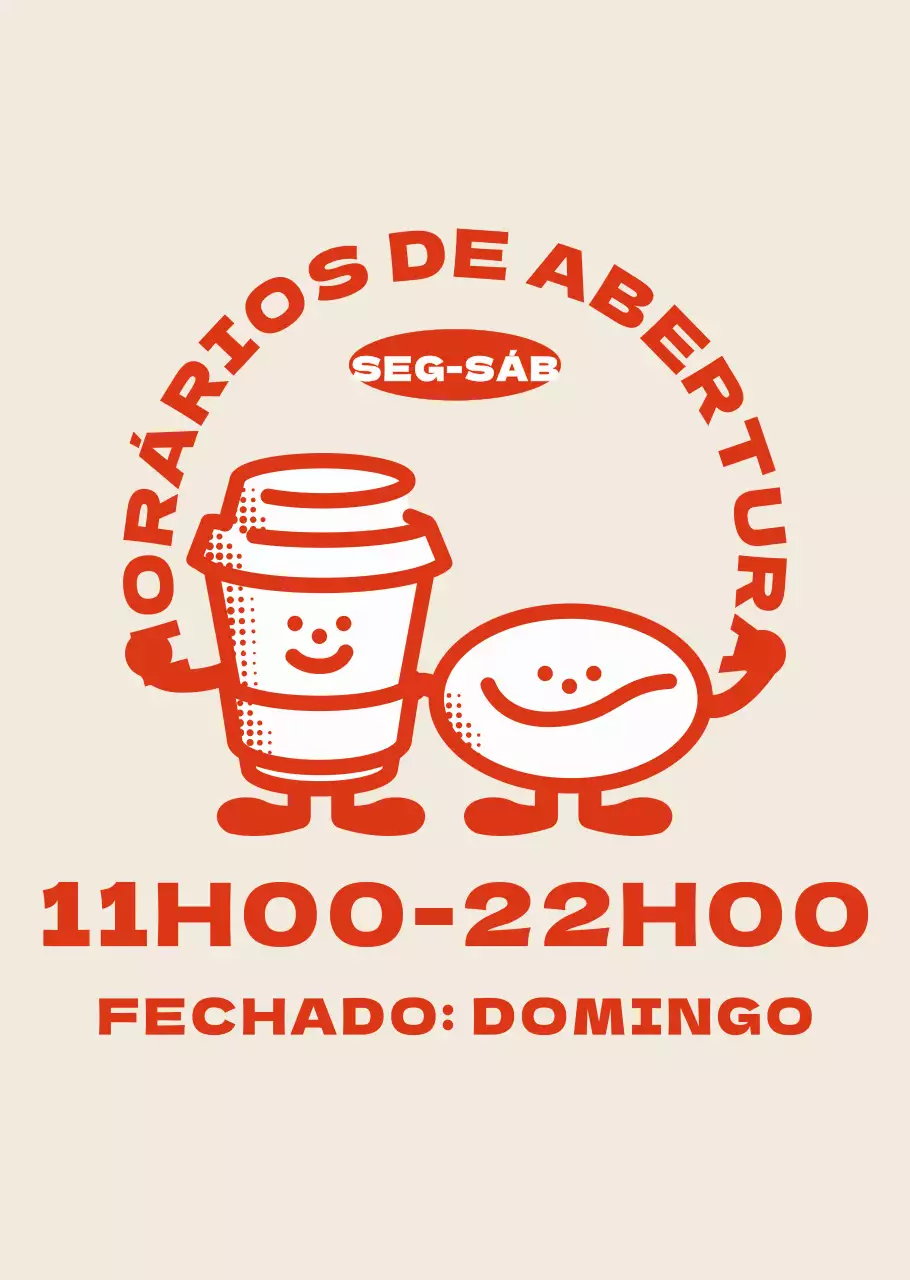 As simpáticas personagens do café Red Orange informam-no sobre o horário de funcionamento