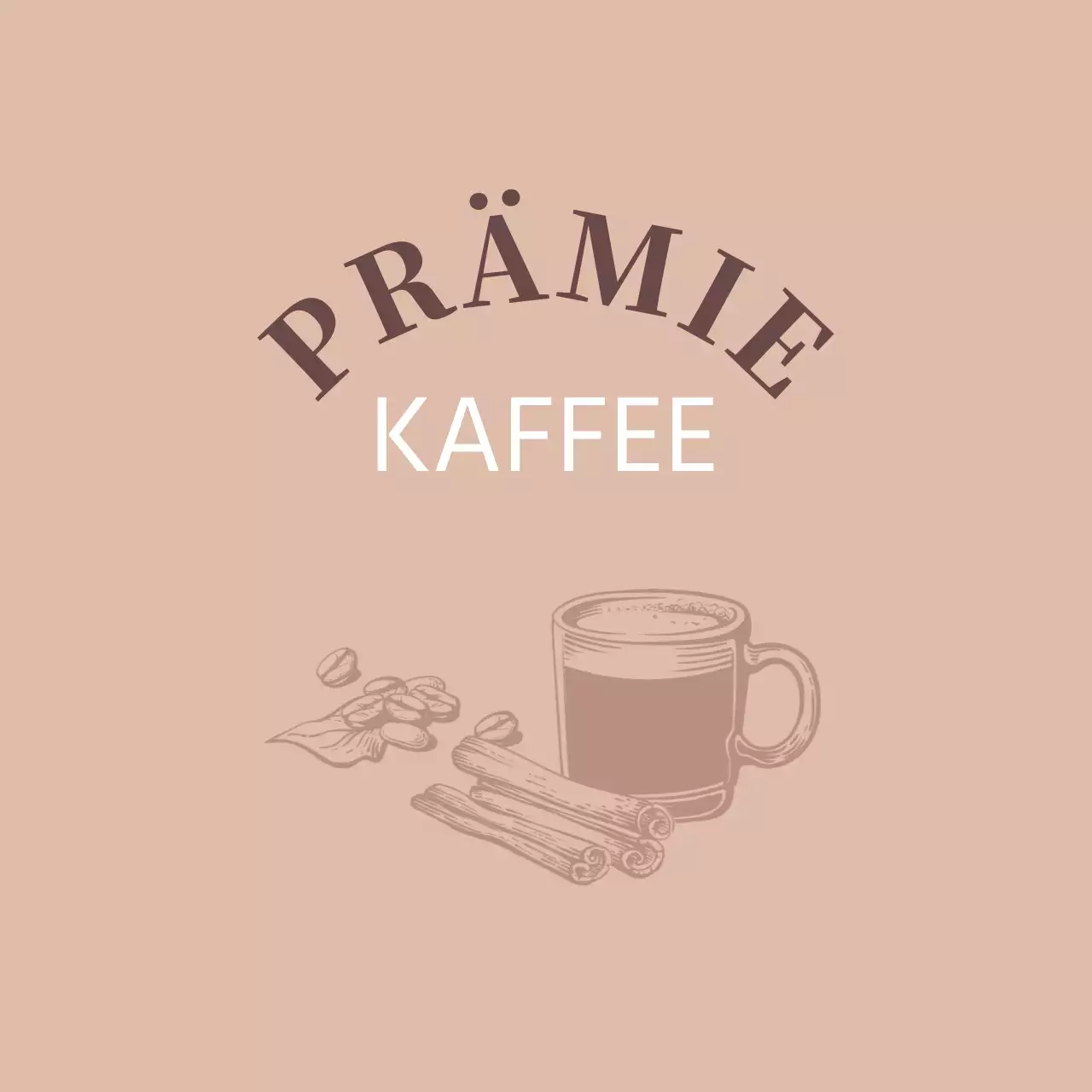 Vintage-Kaffee-Café-Etikett mit rosa Illustration