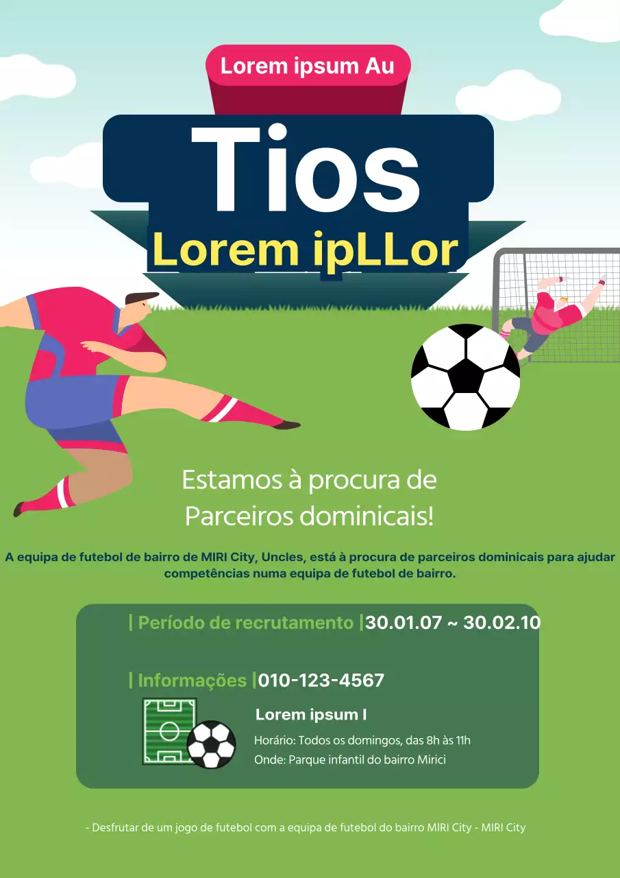 Anúncio de recrutamento de futebol de bairro abstrato