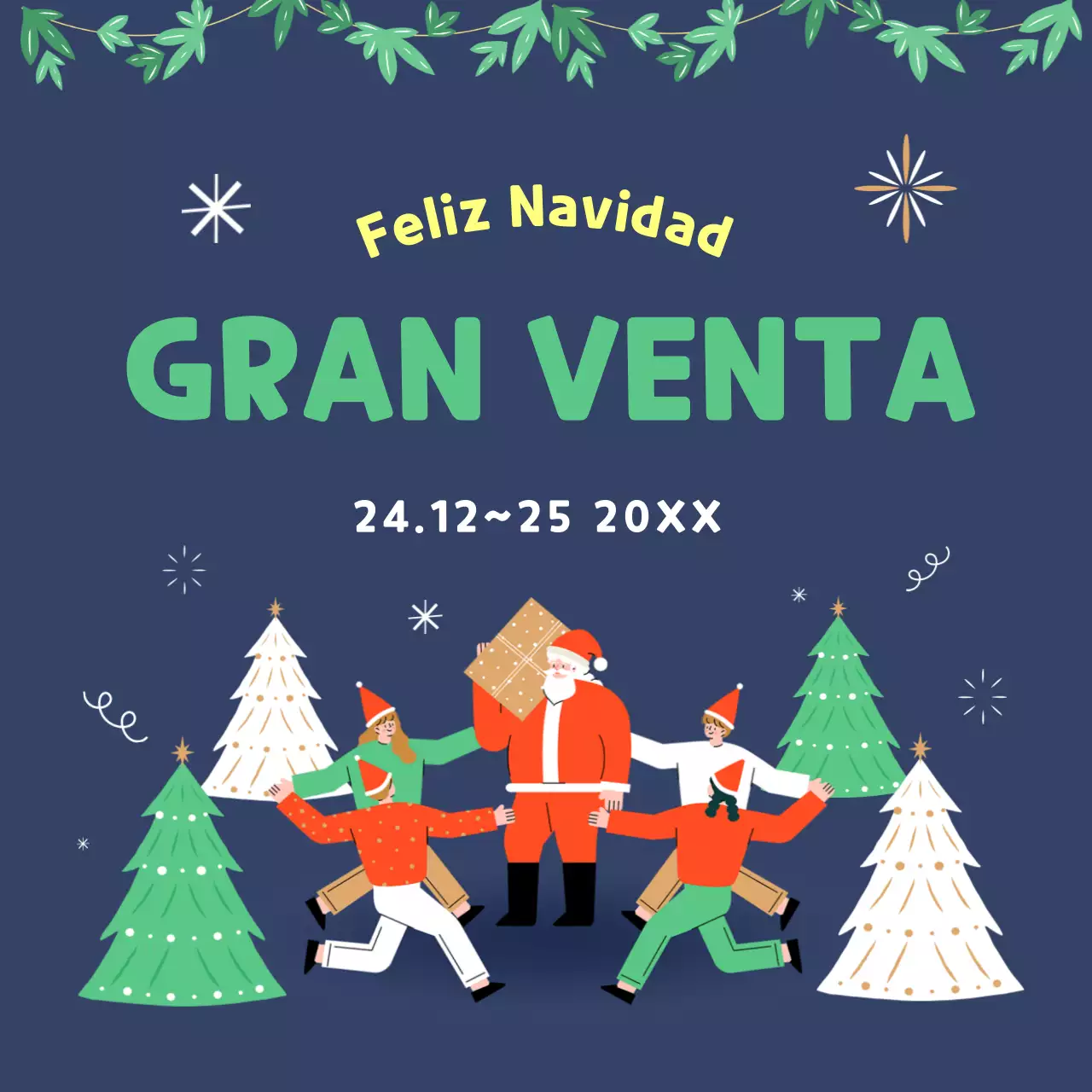 Ilustración verde marino Evento de venta navideña para las redes sociales