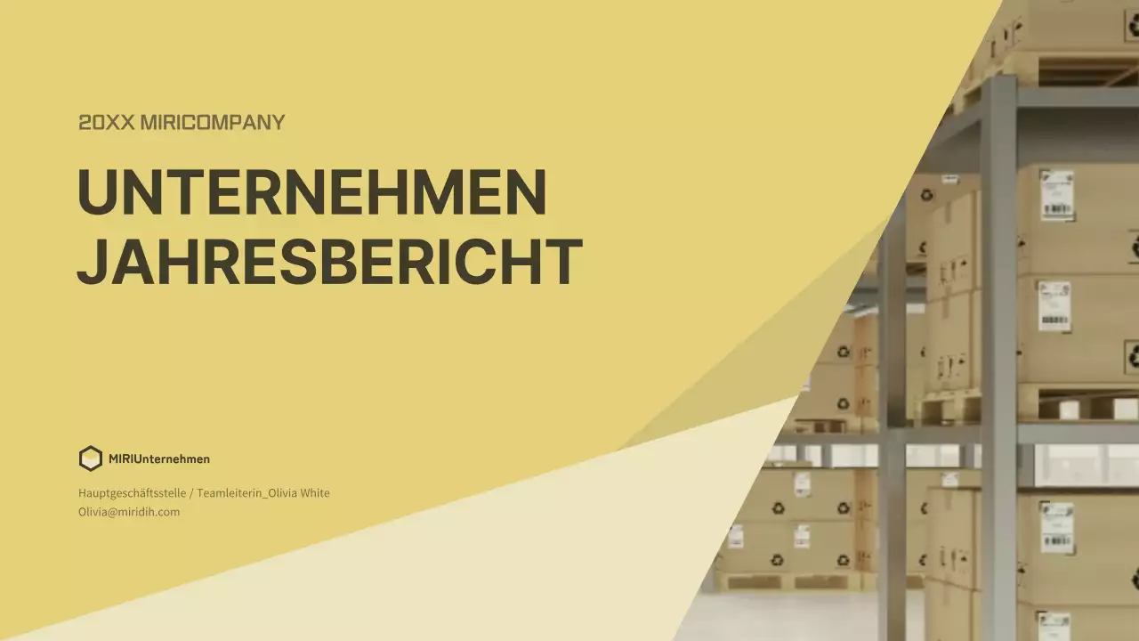 Ein sauberer, gelber Geschäftsplan für ein Logistikunternehmen