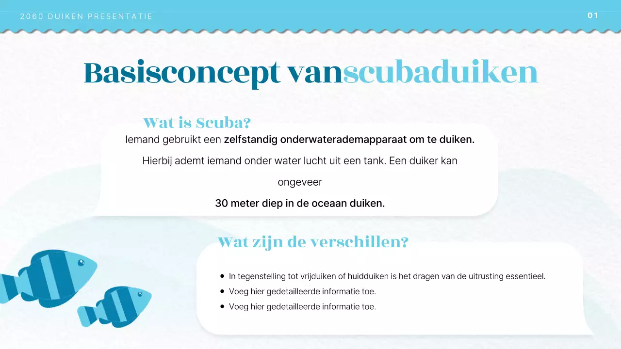 Introductie duikopleiding met lichtblauwe oceaan illustratieconcept