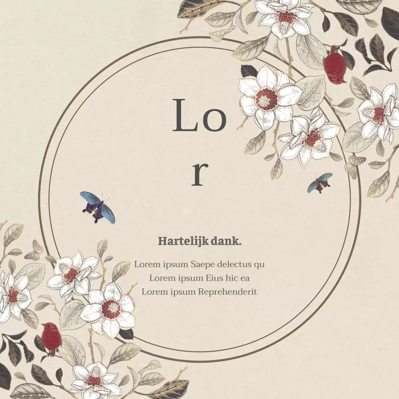 Een eenvoudige Obon-bedankgroet met een beige, oosters concept