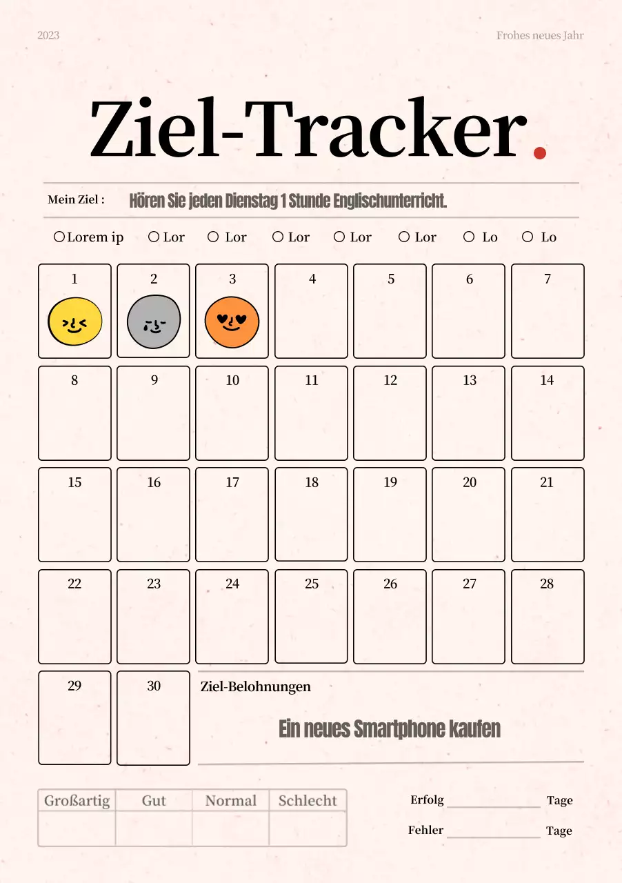 Goal Tracker mit einfachen Linien in Beige und Schwarz