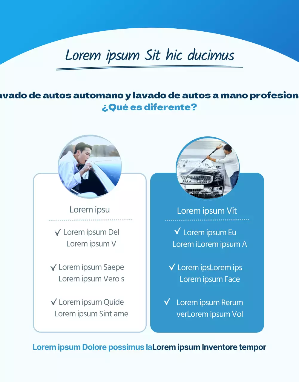 Página de detalles de lavado a mano con fondo azul