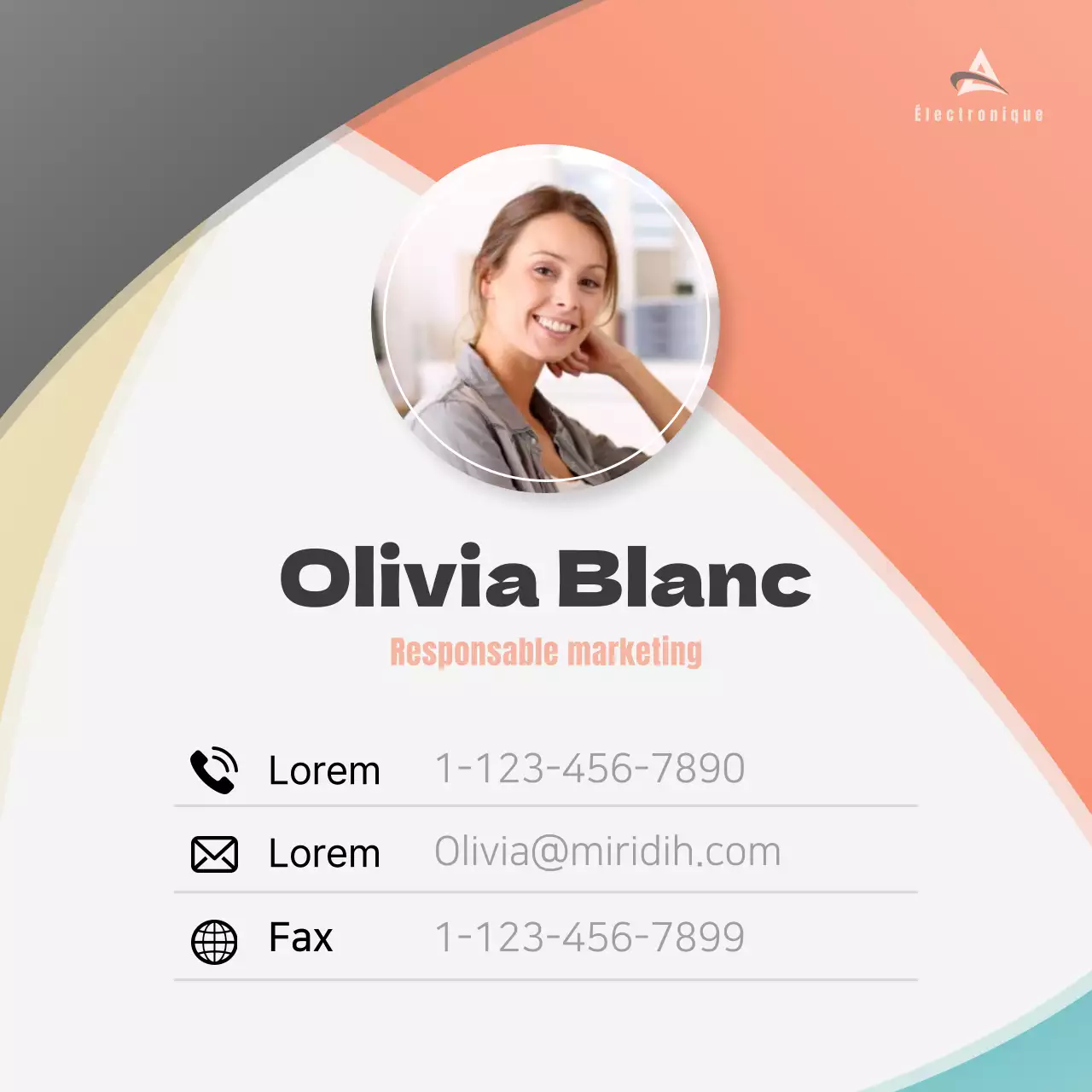 Profil avec un concept commercial simple dans un dégradé d'orange et de gris