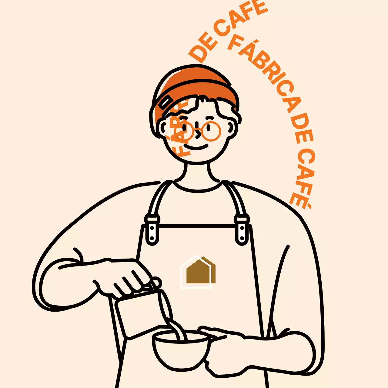 Autocolante com ilustração de um barista em marfim e azul