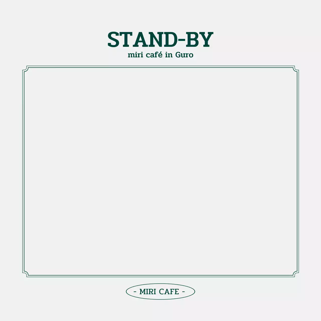 Caféartikelen met eenvoudige, strakke randen in grijs en donkergroen.