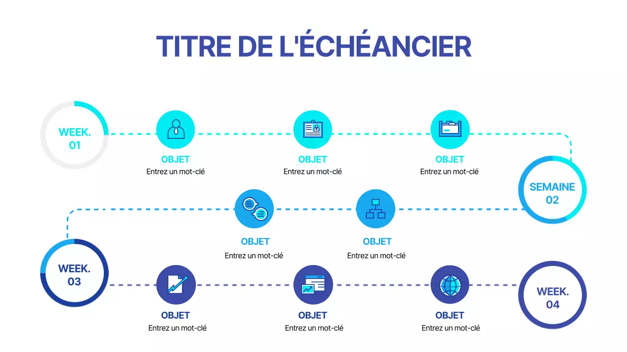 Feuille de route en pointillés bleus