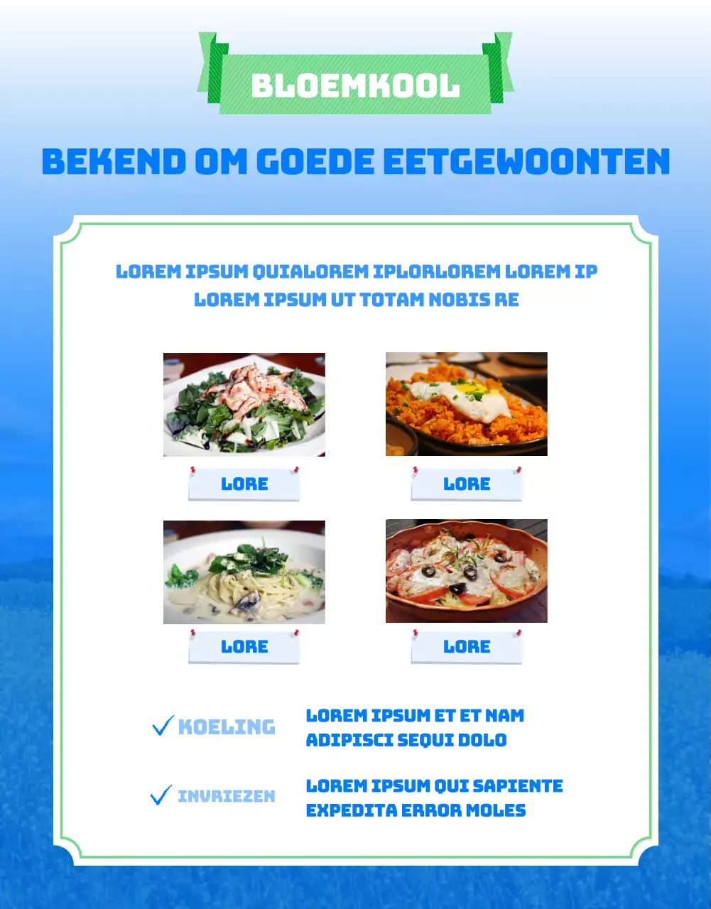 Een gids voor een bloemkoolboerderij met een schattig blauwgroen illustratiethema