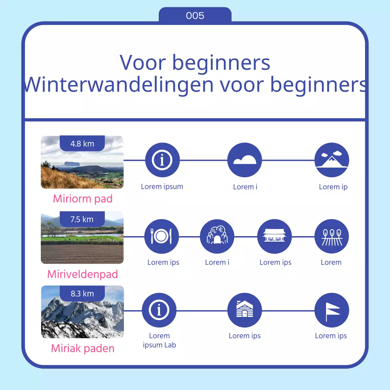 Pre-winter wandelgids met blauw wintericoon