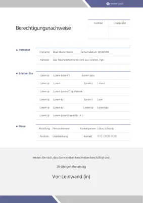 Lila und graue Anmeldedokumente im Dokumentationsstil