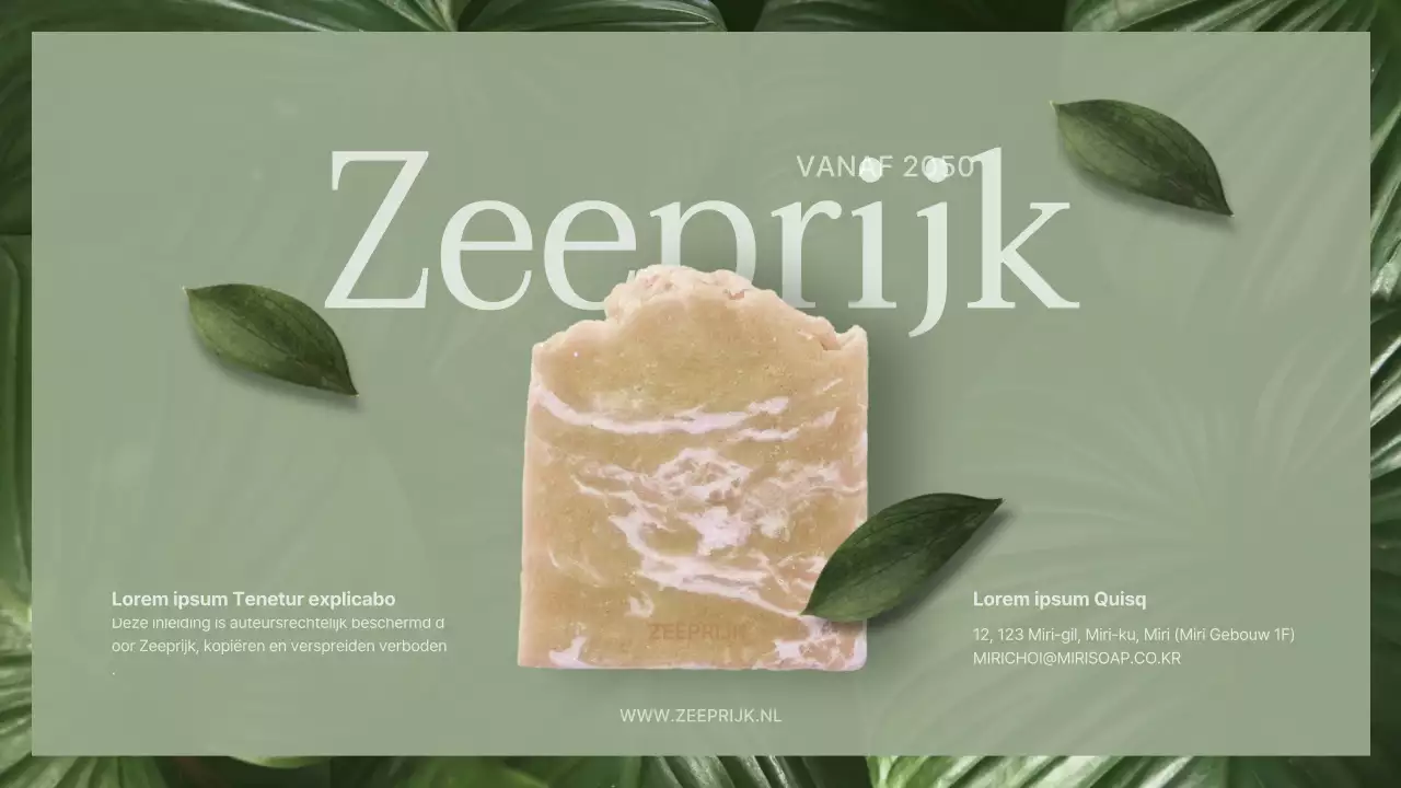 Instapvoorstel voor een groen-beige naturalistische conceptzeep