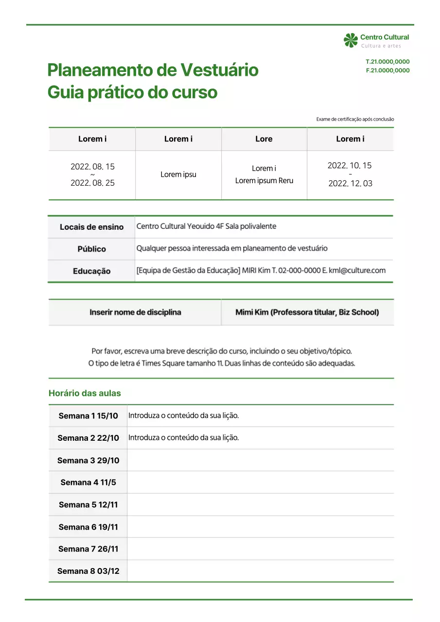 Guia de curso verde, simples e prático