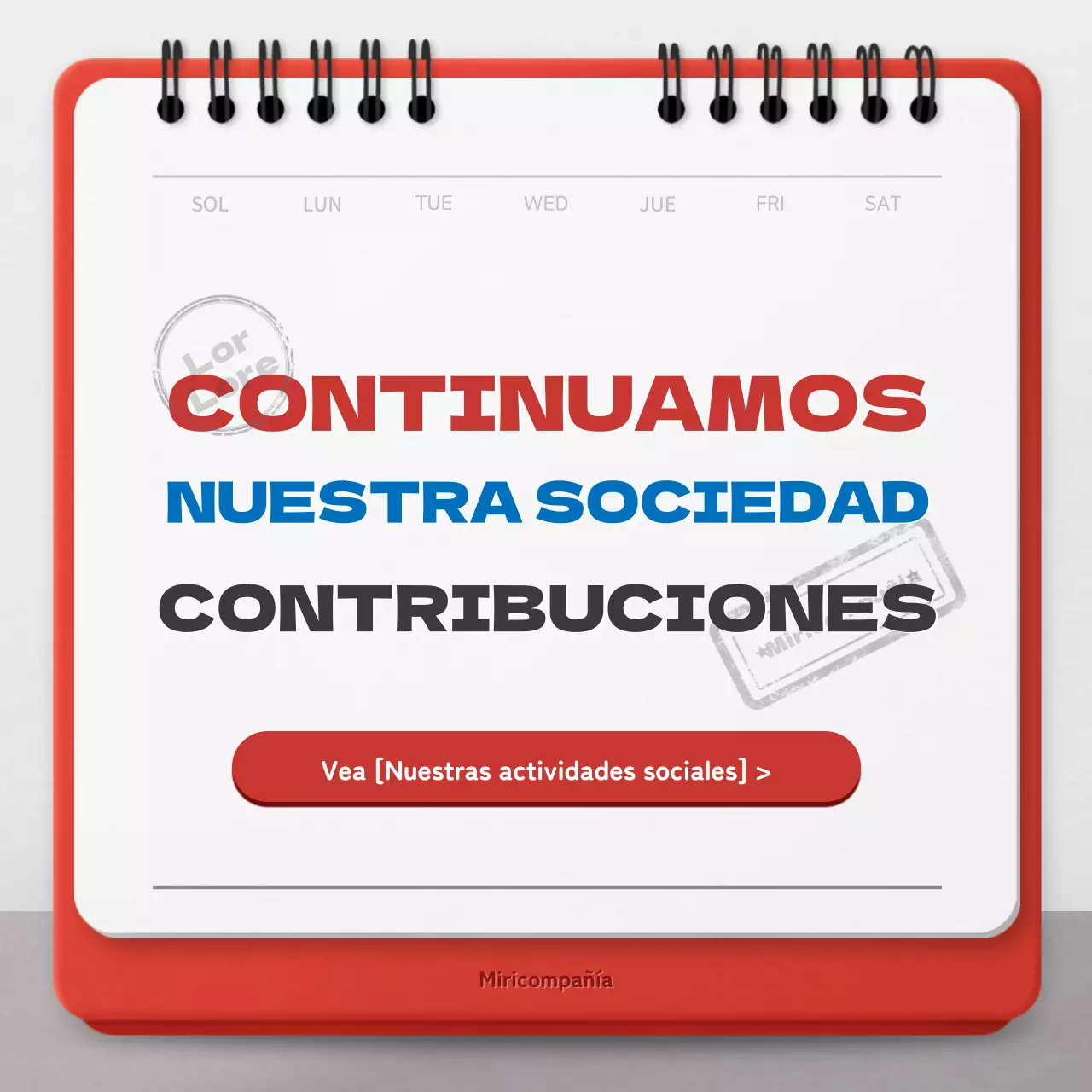 Promover la responsabilidad social de las empresas con un concepto de calendario rojo y azul