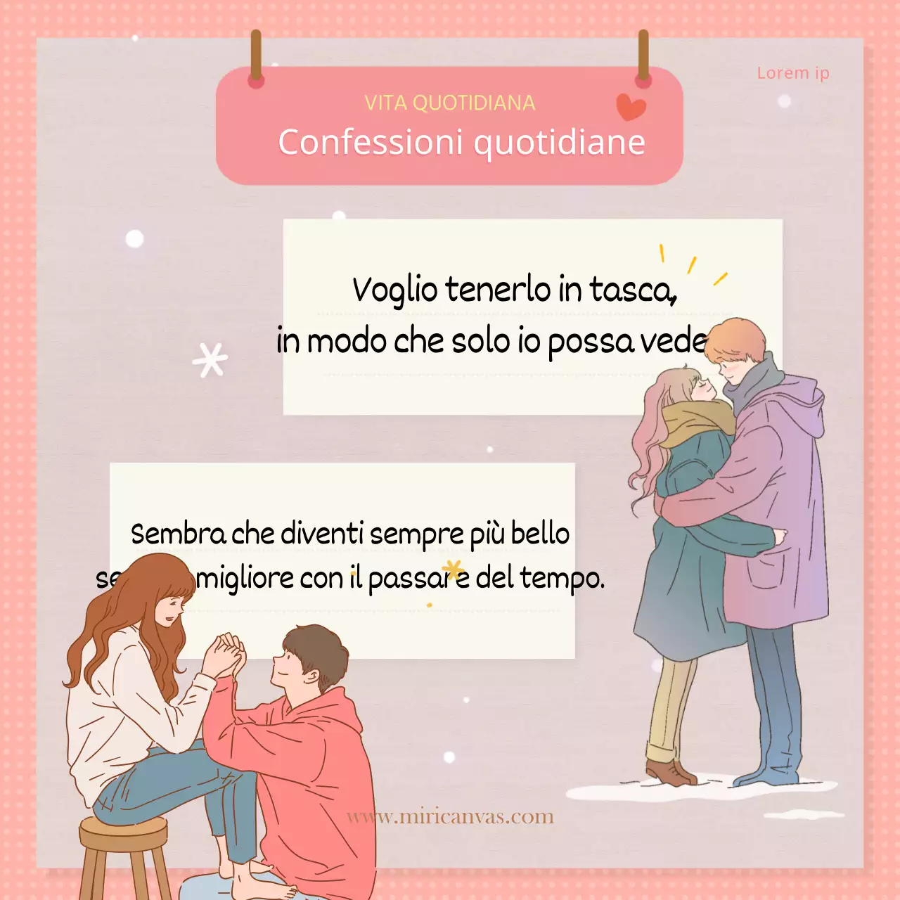 Simpatici e adorabili confessionali in carta rosa e beige Informazioni fornite da CardNews