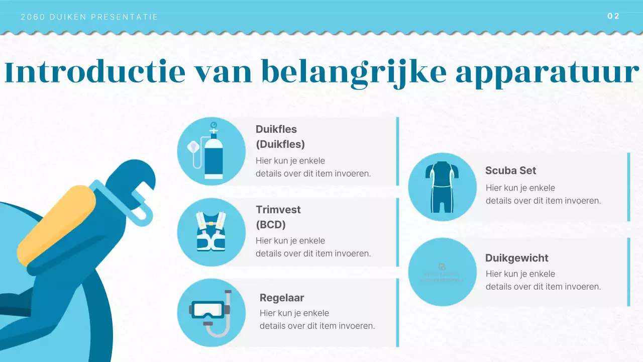 Introductie duikopleiding met lichtblauwe oceaan illustratieconcept