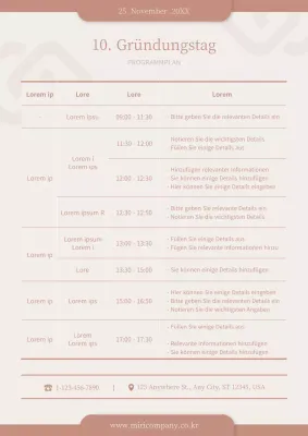 Ein sauberes, beigefarbenes Programm für die Eröffnungsveranstaltung