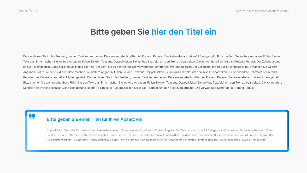 Geschäftsbericht mit einem modernen Farbverlauf in Blau und Weiß