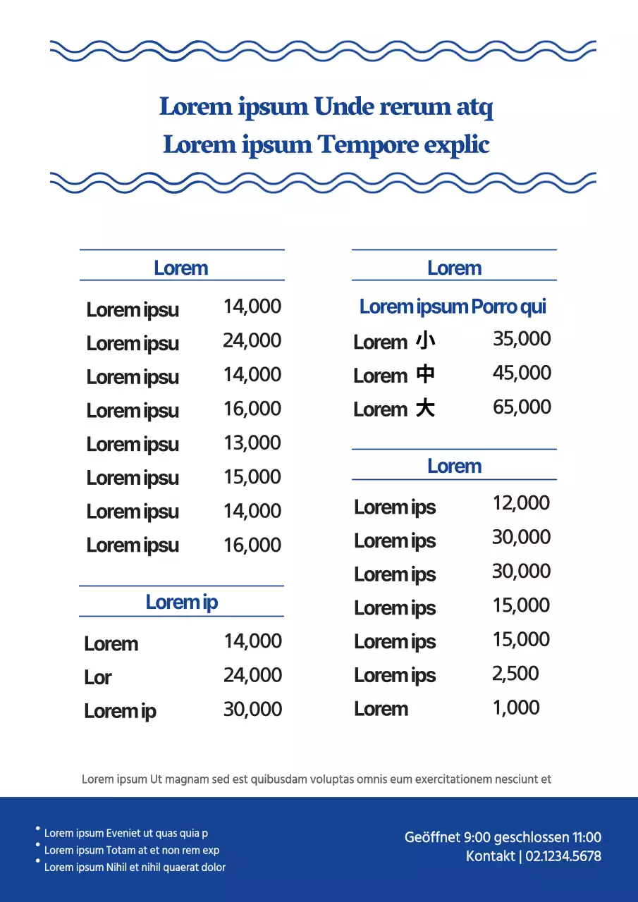 Menü des Sushi-Restaurants