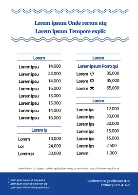 Menü des Sushi-Restaurants