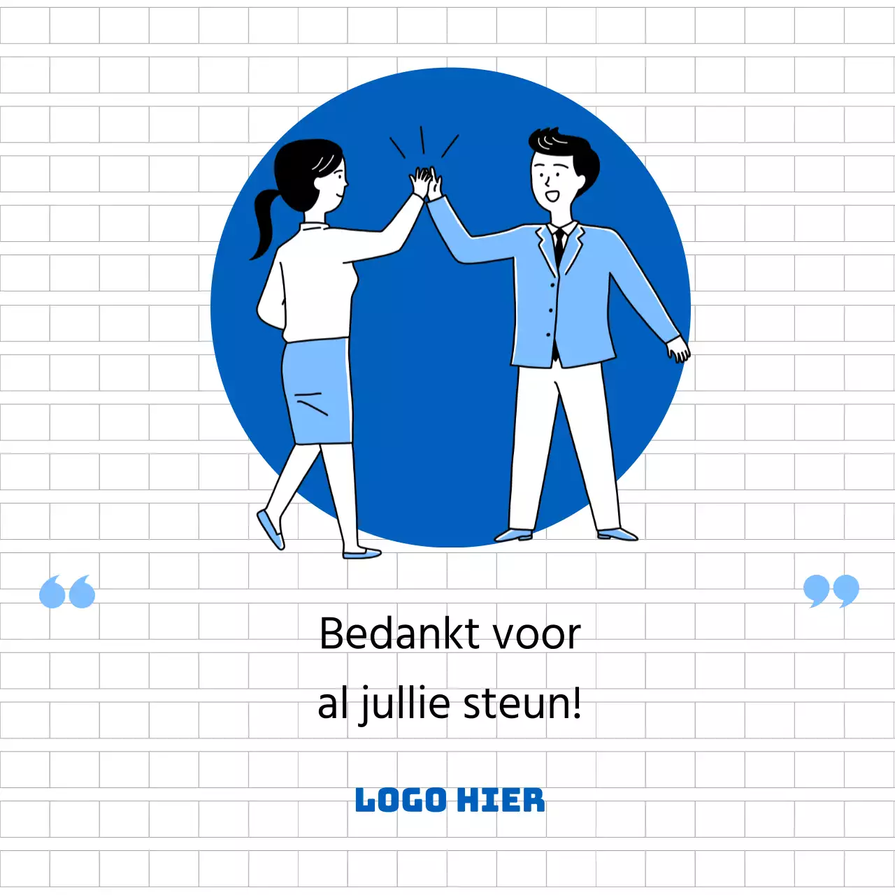 Introductie van het team met een blauw illustratiethema CardNews