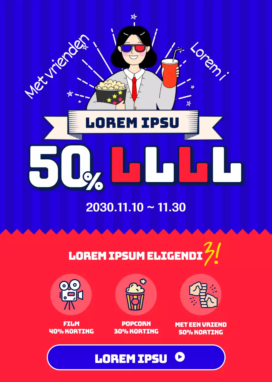 Studentenevenement pop-up met blauwe achtergrond