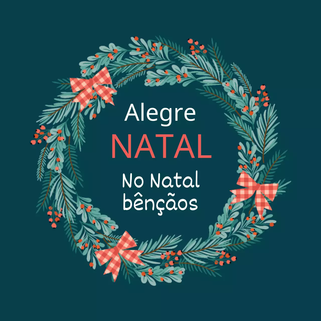 Etiqueta de felicitações de Natal ilustrada vermelho-turquesa