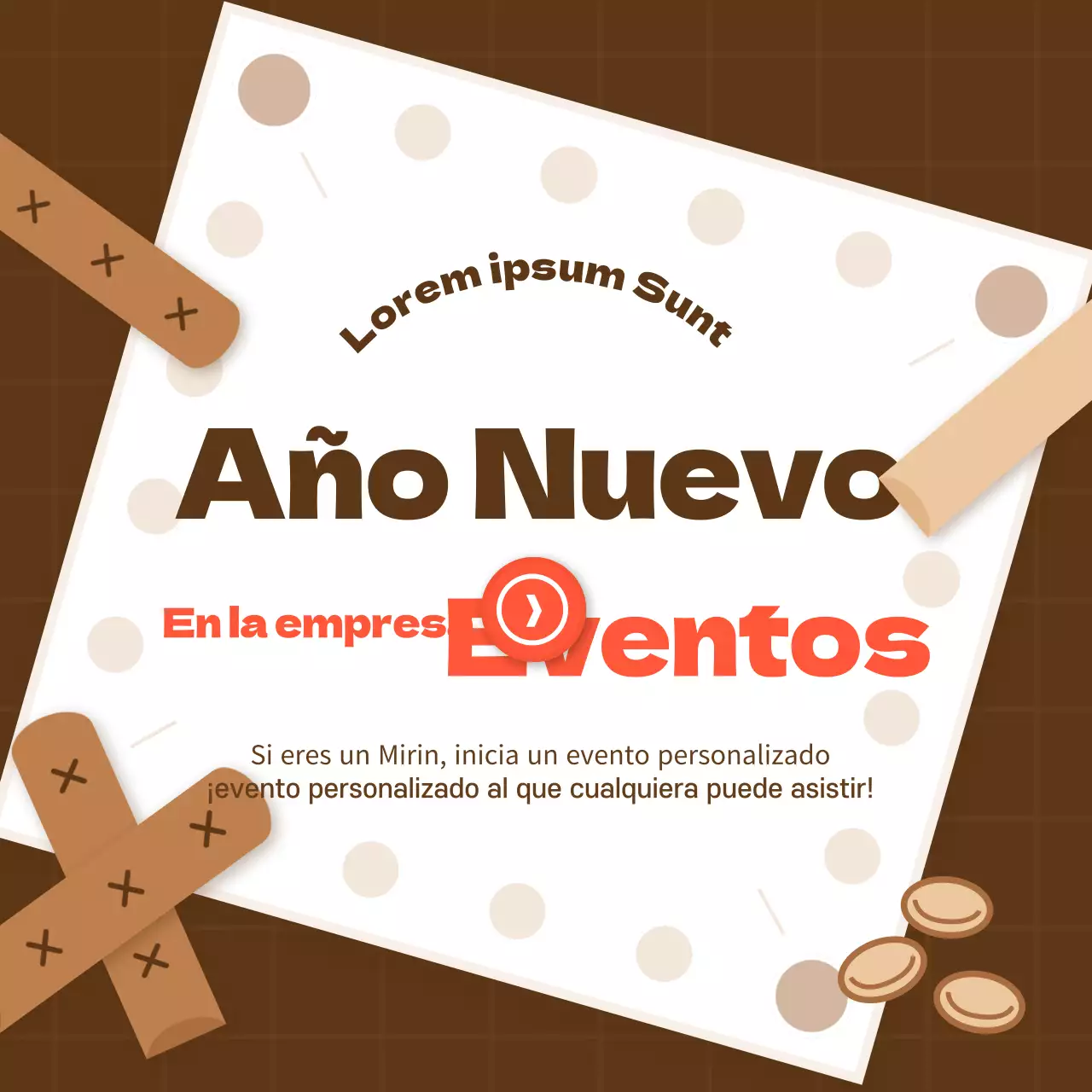 Tonos marrones y puntos rojos Evento interno de Año Nuevo Athletics Card News