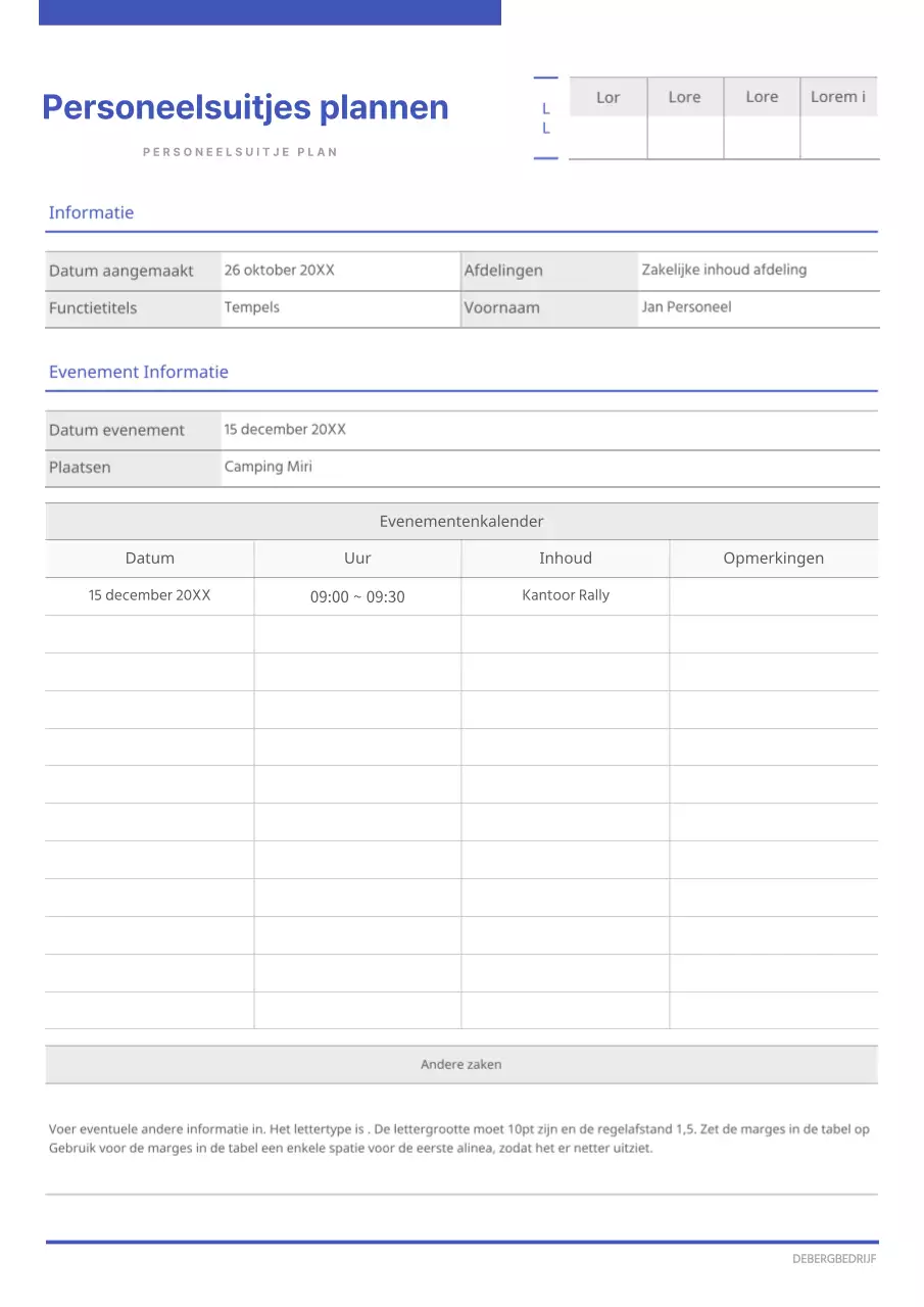 Eenvoudige lijnen in marineblauw en zwart concept picknickplanner