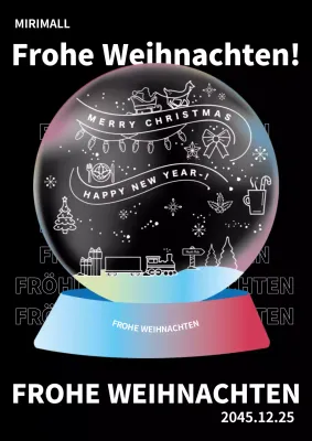 Schwarzer Trendy Schneeball Kunstwerk Weihnachten Poster