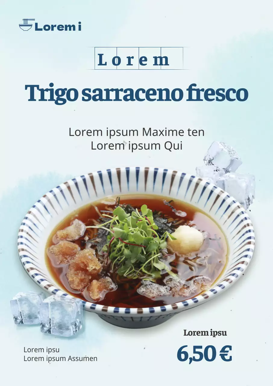 Cartel de comida de verano en azul claro y azul