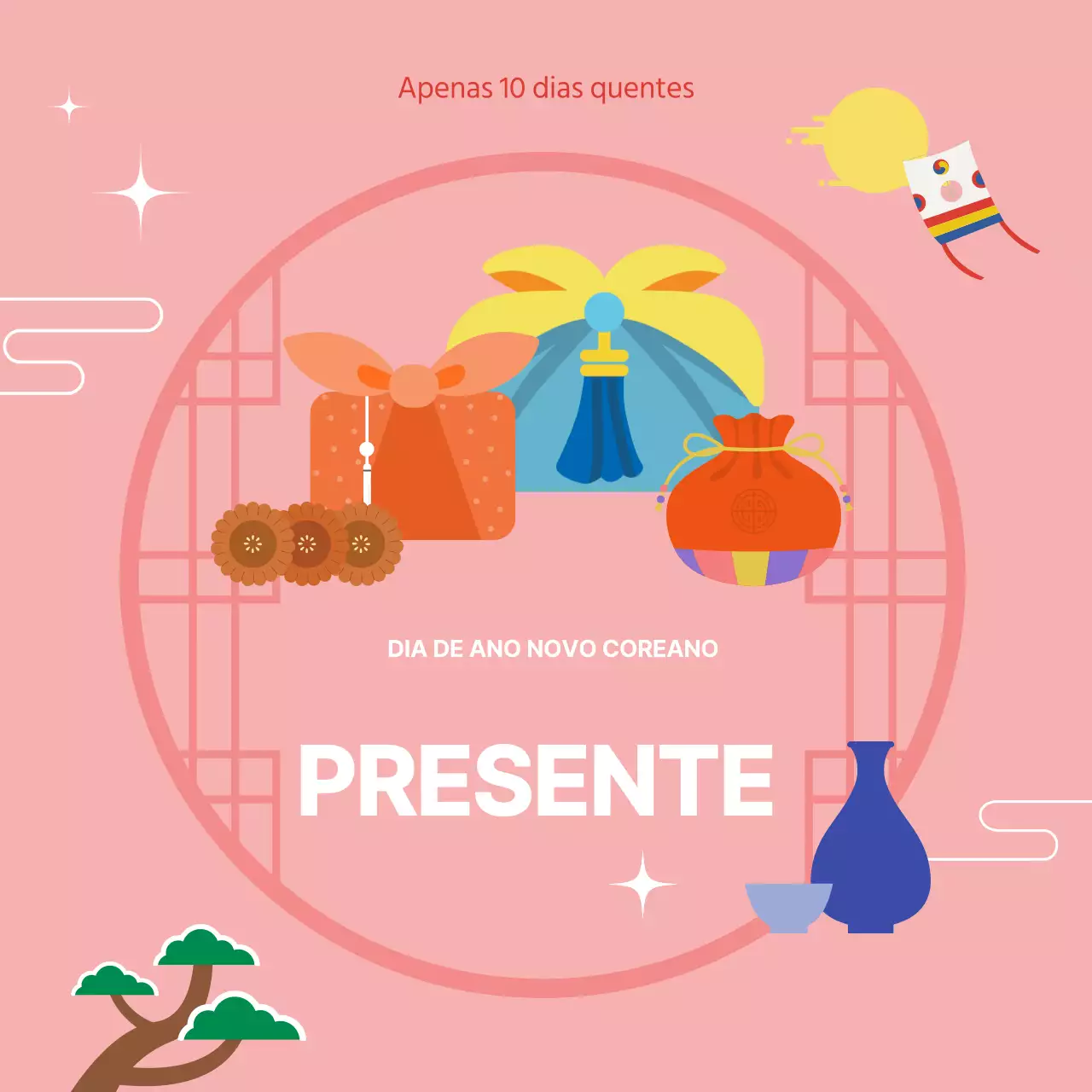 Oferta de saco de oferta para o Dia de Ano Novo Lunar em cor-de-rosa