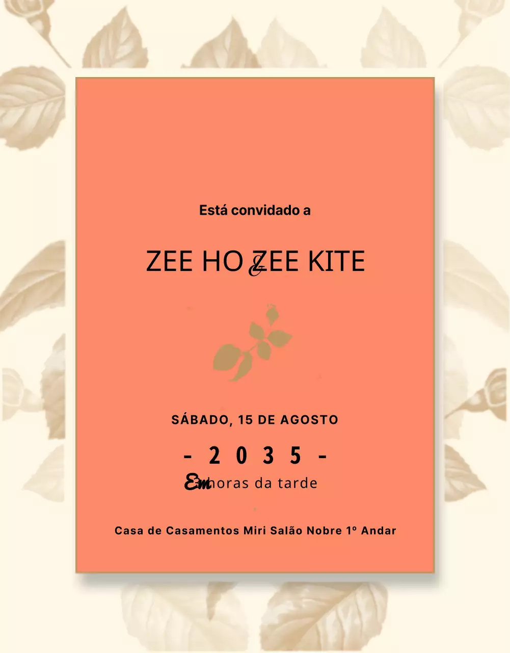 Detalhes do convite de casamento