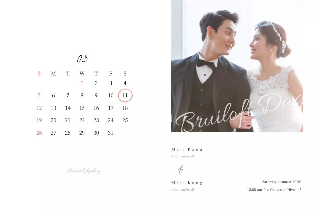 Huwelijksuitnodigingen met een strakke fotolay-out