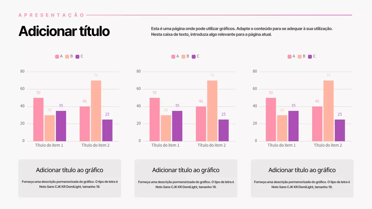 Gráfico de barras com gradiente cor-de-rosa