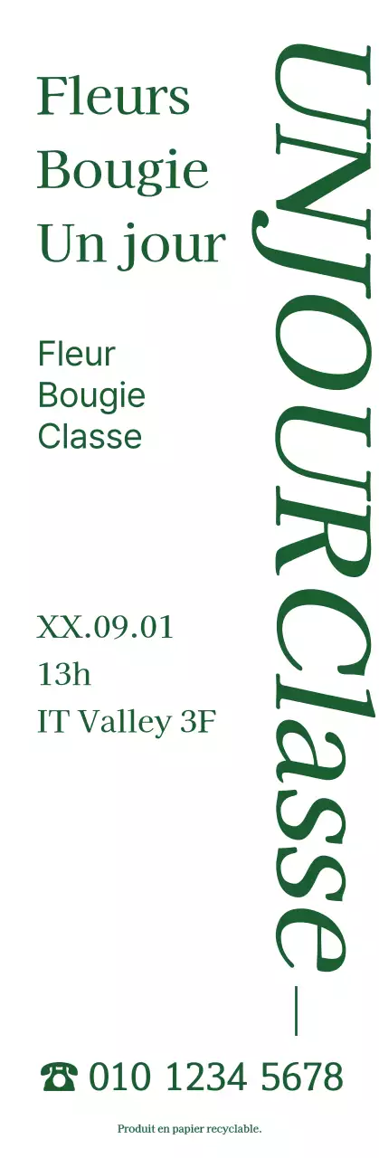 A propos du cours d'une journée : une bougie simple, sentimentale, de style sculpture en vert.